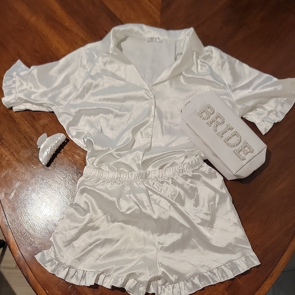 Ekouaer Other - Elegant White Satin Bridal Sleepwear Set